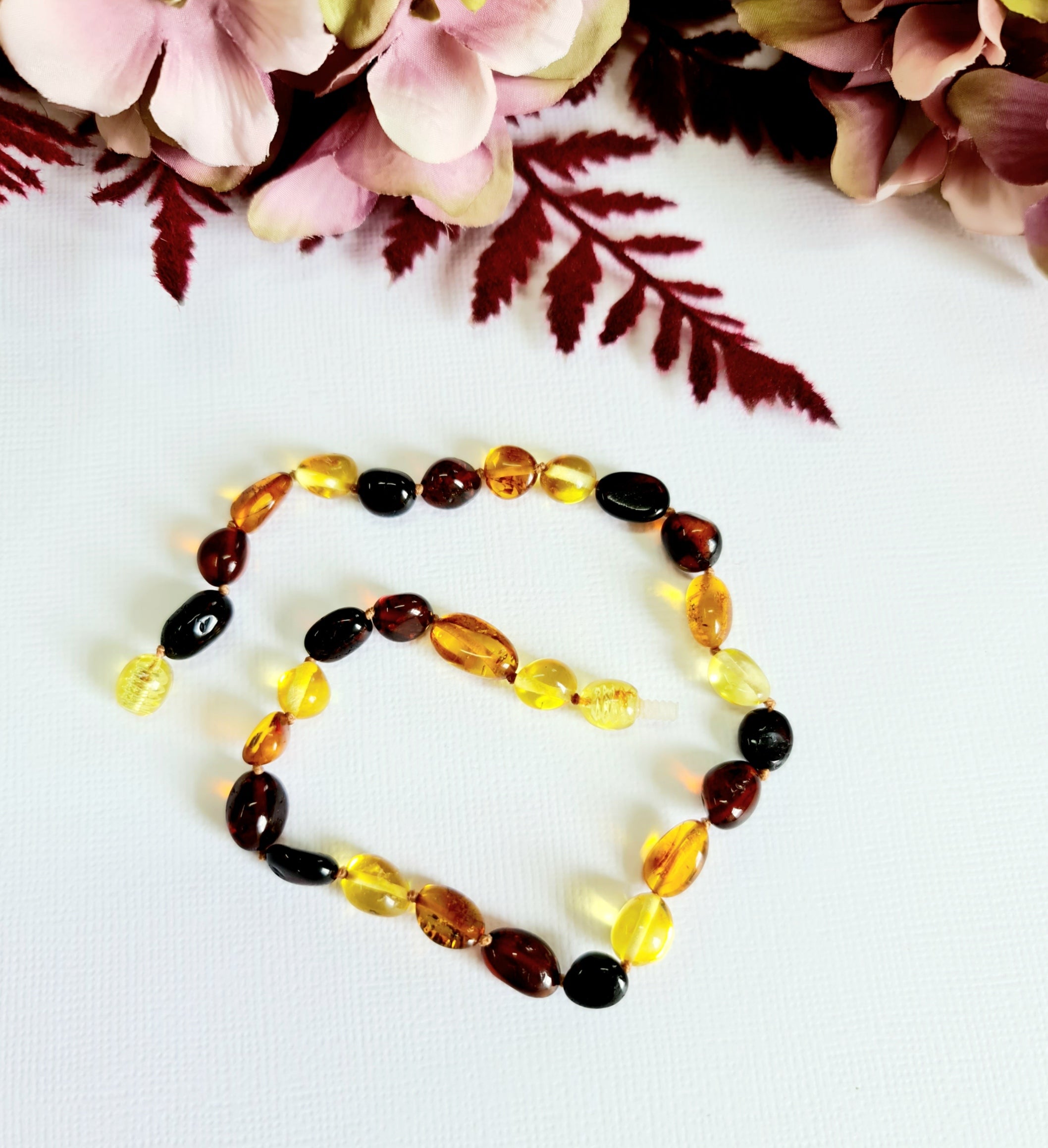Mixed Amber Large Bean Shaped Natural Baltic Amber Necklace