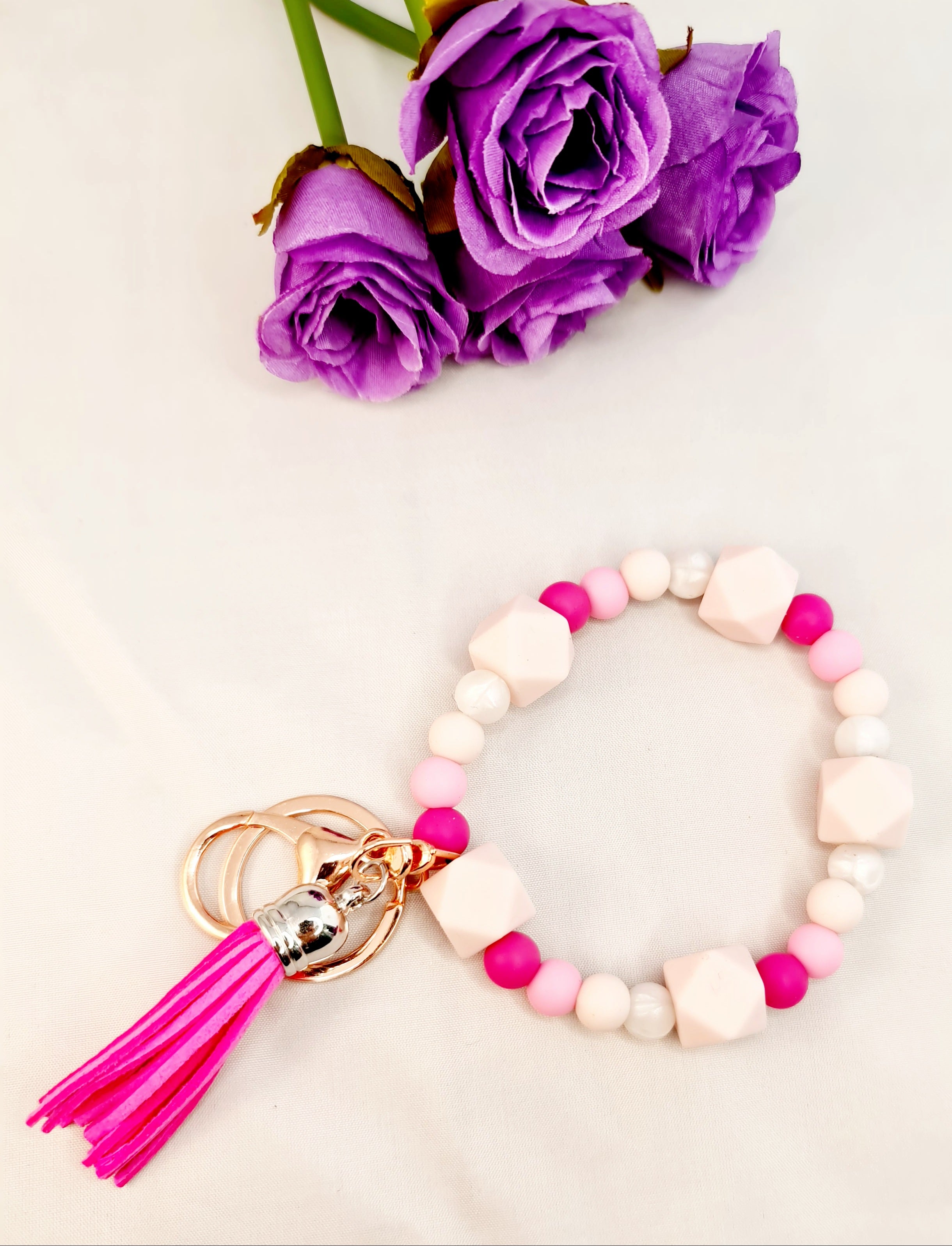 Silicone Beaded key chain bracelet - The Beaded Bub