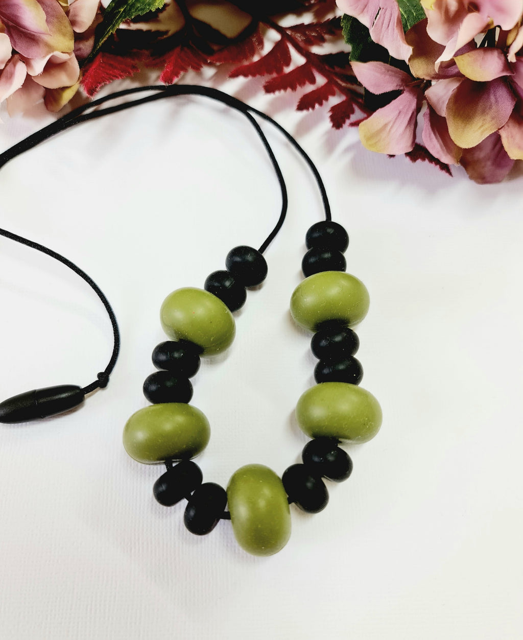 Army Green and Black Silicone Necklace
