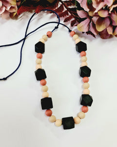 Mixed Earthy-Tones and Black Silicone Necklace