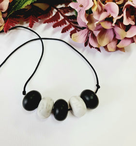 Black and Grey Marble Silicone Necklace