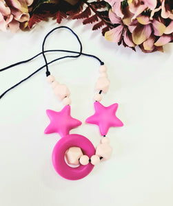 Mixed Pink Star Silicone Necklace