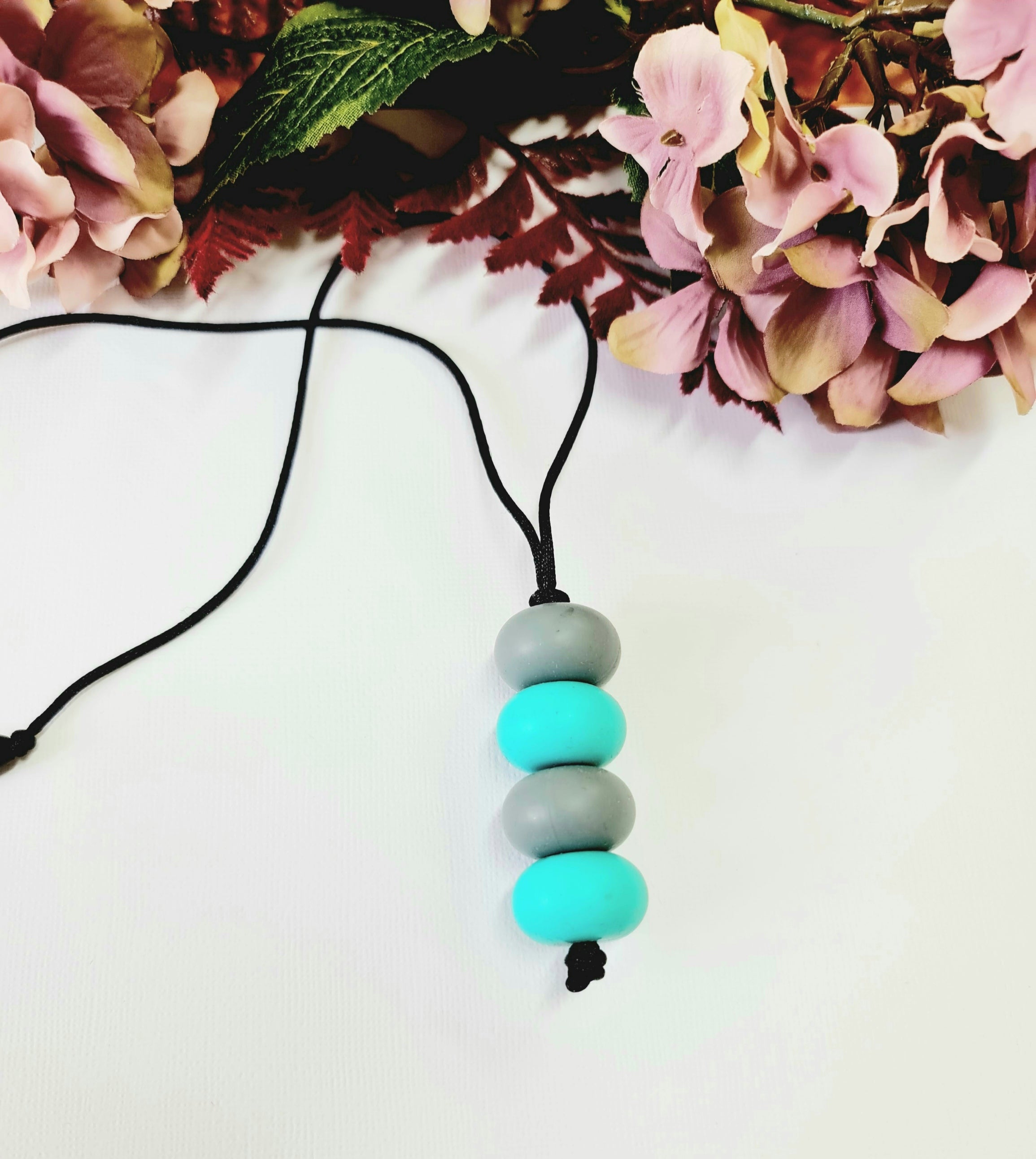 Turquoise and Grey Silicone Necklace
