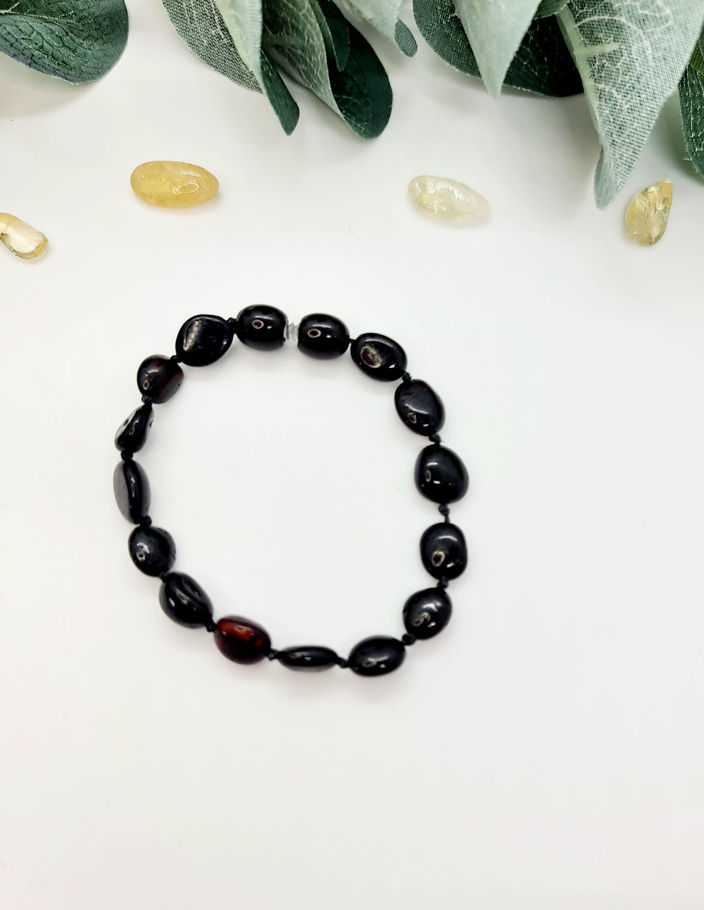 Large Bean Shaped Cherry Amber Bracelet/Anklet