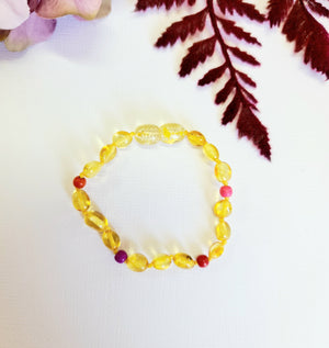 Honey Bean Shaped Amber Bracelet or Anklet