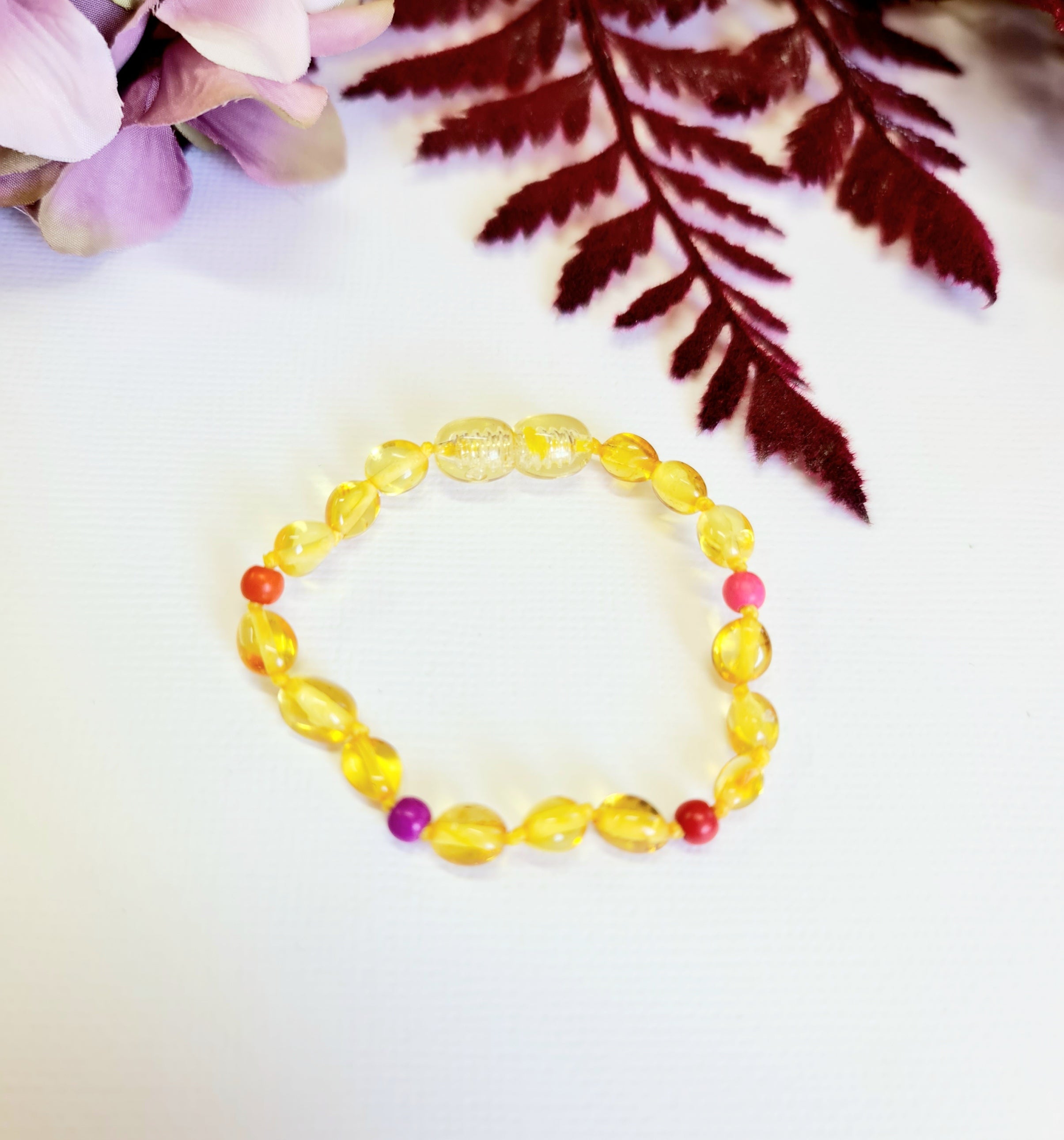 Honey Bean Shaped Amber Bracelet or Anklet