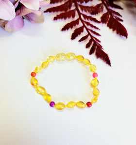 Honey Bean Shaped Amber Bracelet or Anklet