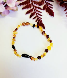 Rainbow Amber Beads- Adult Bracelet or Anklet