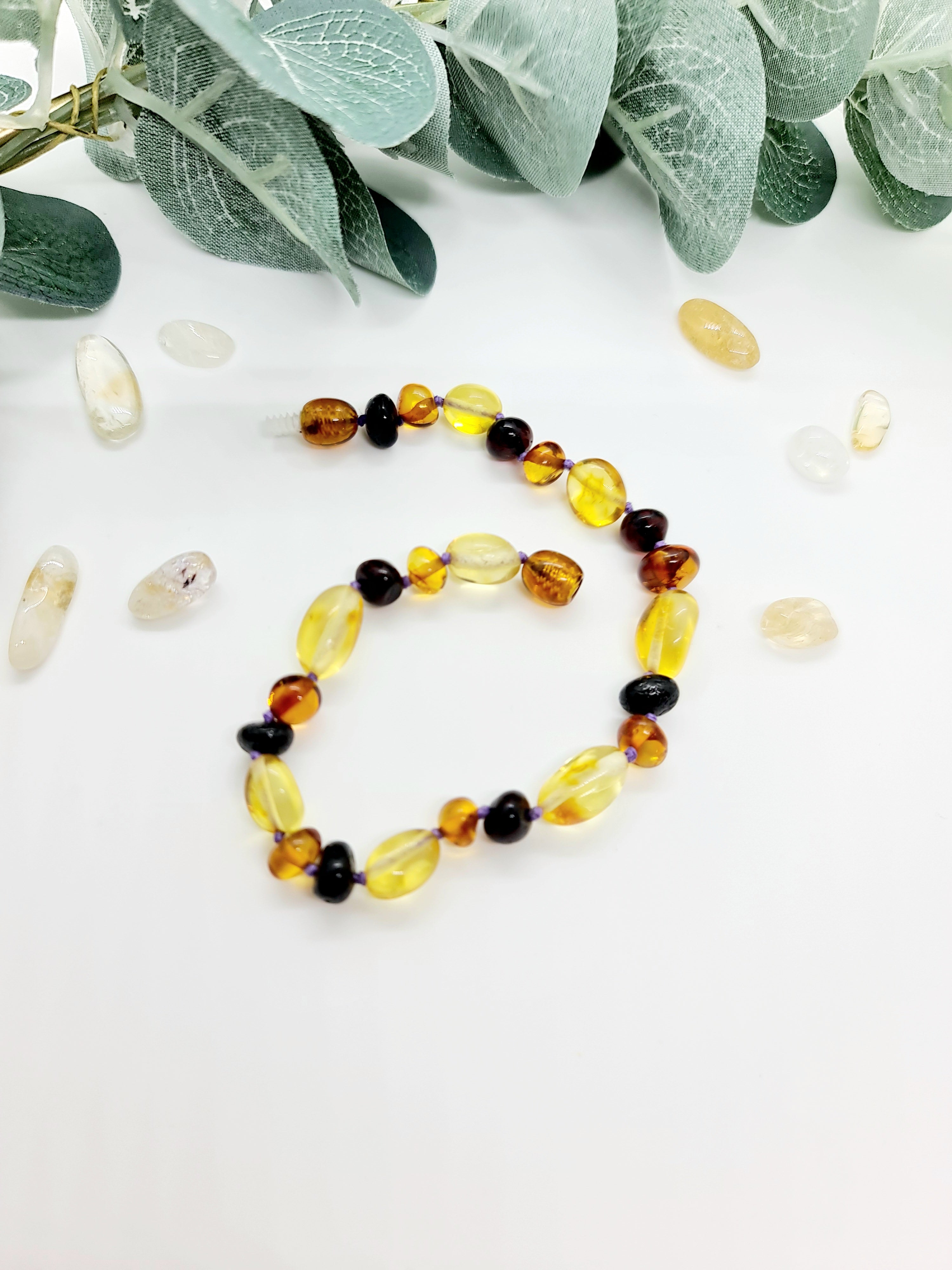 Adult Lemon, Cherry, Light Cognac Amber Bracelet or Anklet