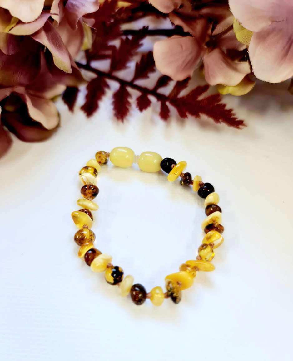 Green Amber with Butterscotch Amber Chip Bead Bracelet or Anklet