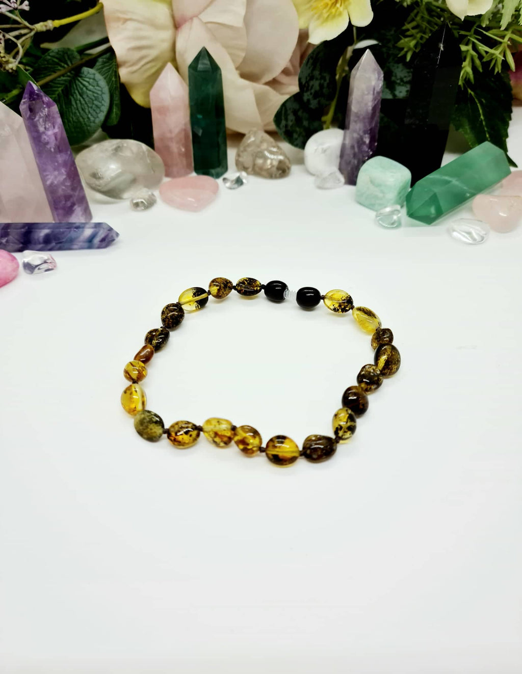 Large Bean Shaped Green Baltic Amber Adult Bracelet/Anklet