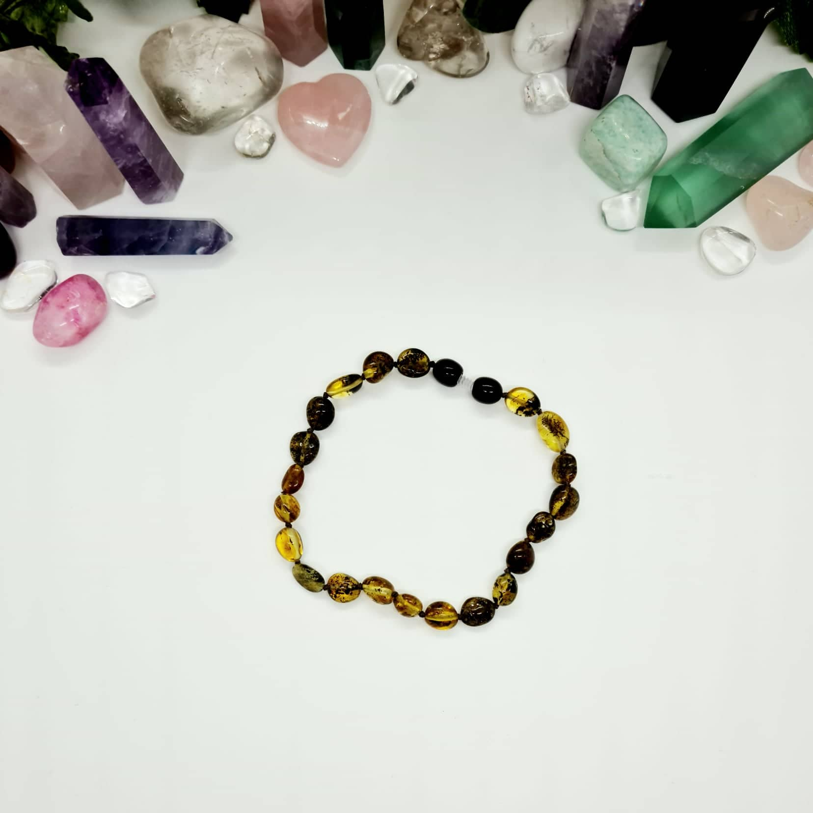 Large Bean Shaped Green Baltic Amber Adult Bracelet/Anklet