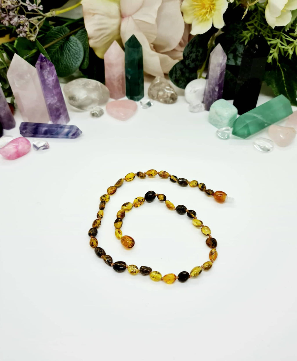 Small Bean Shaped Green Baltic Amber Necklace