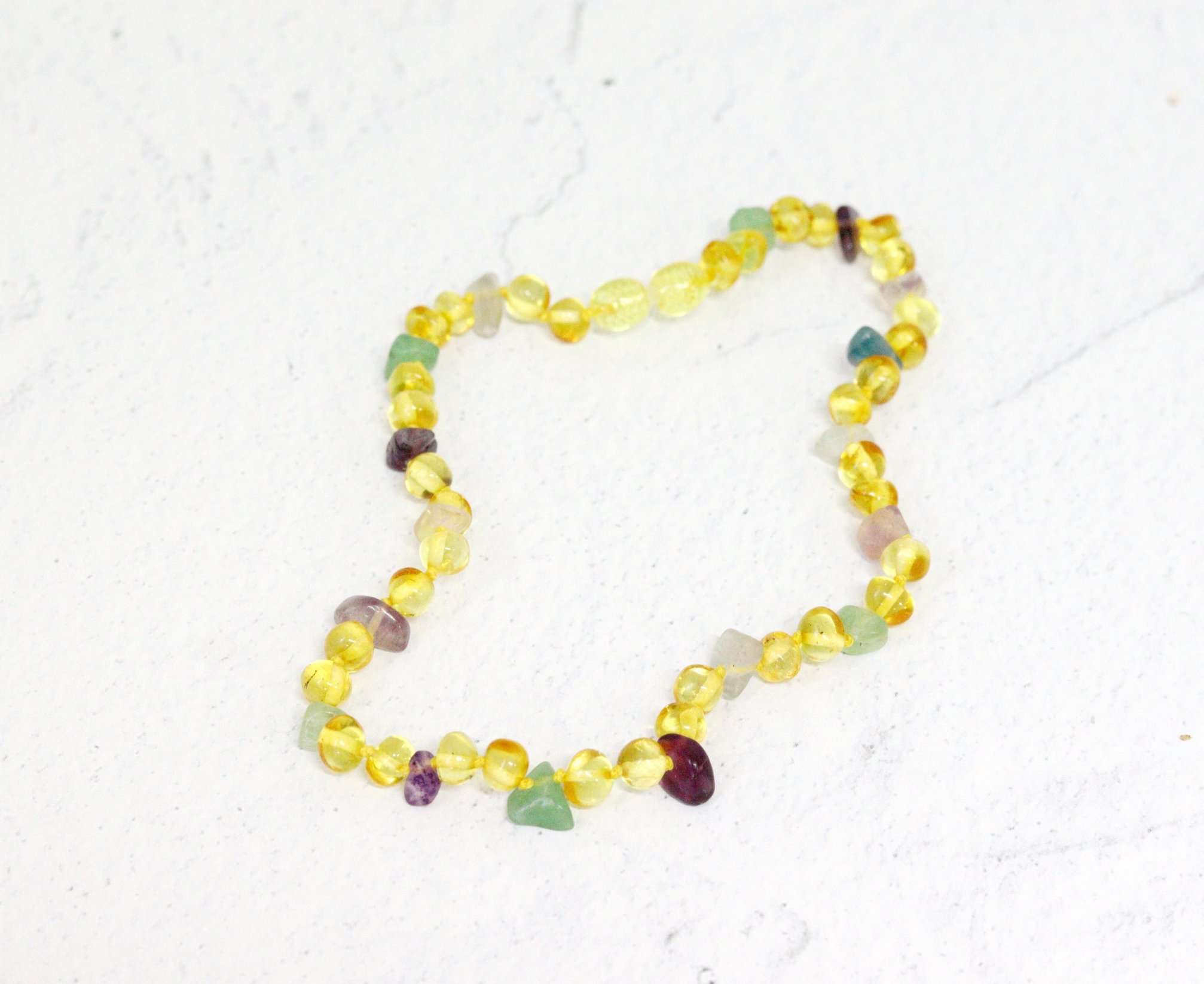 Large Round Lemon Amber with Mixed Gemstone Chips Necklace