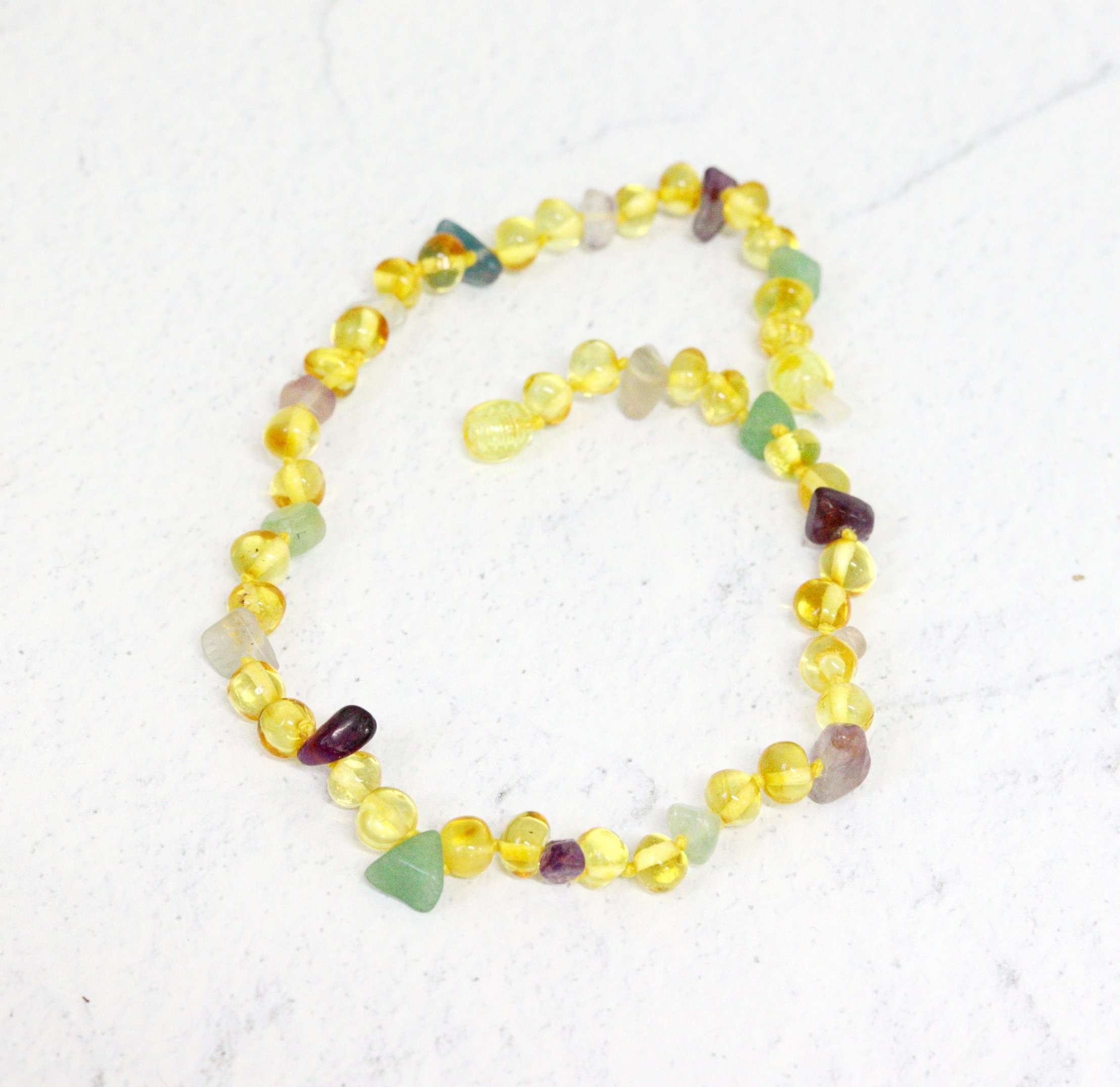 Large Round Lemon Amber with Mixed Gemstone Chips Necklace