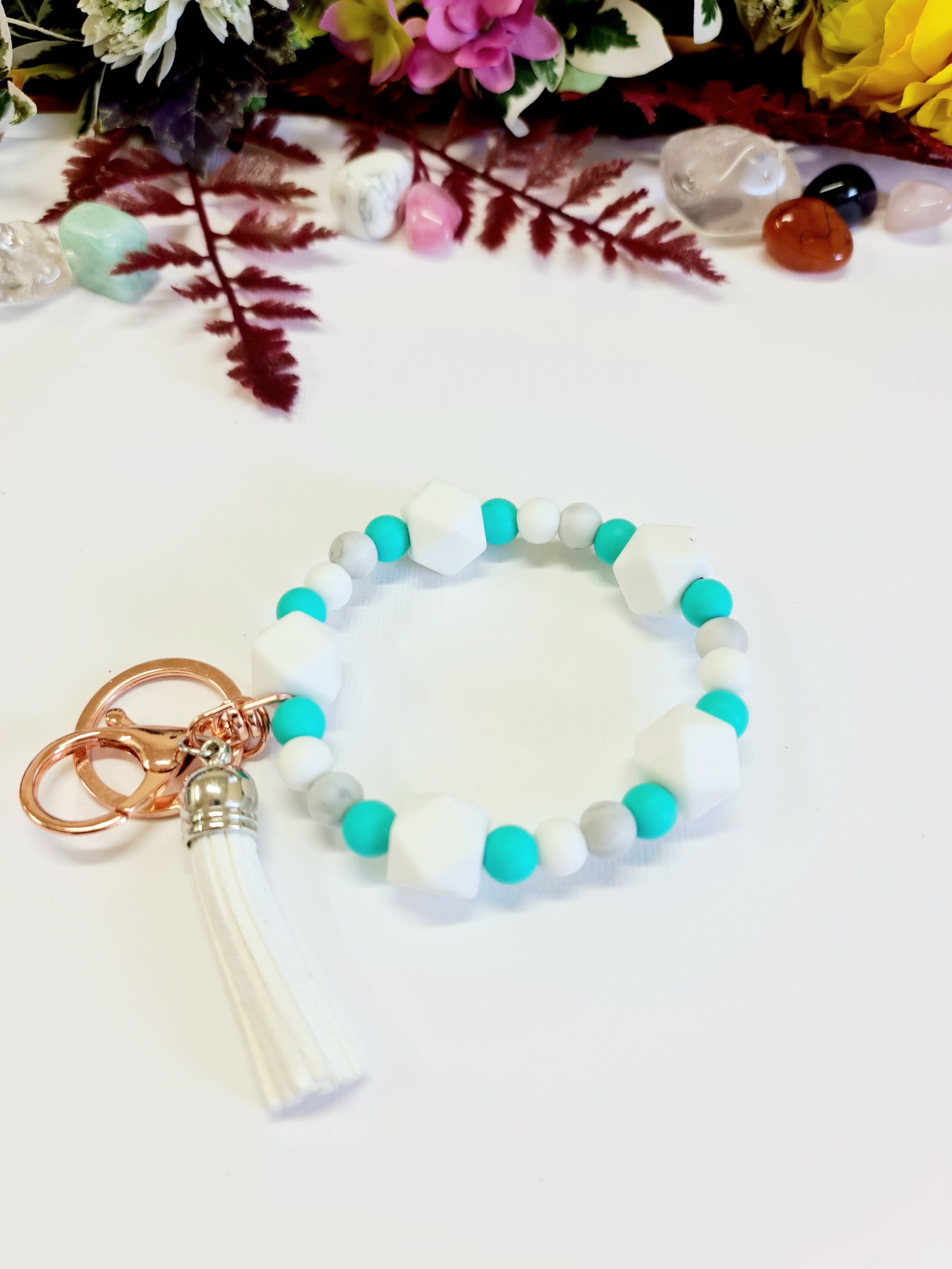 Mint, White and Marble Silicone Bracelet