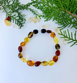 Mixed Bean Shape Amber Bracelet/Anklet 17.5cm