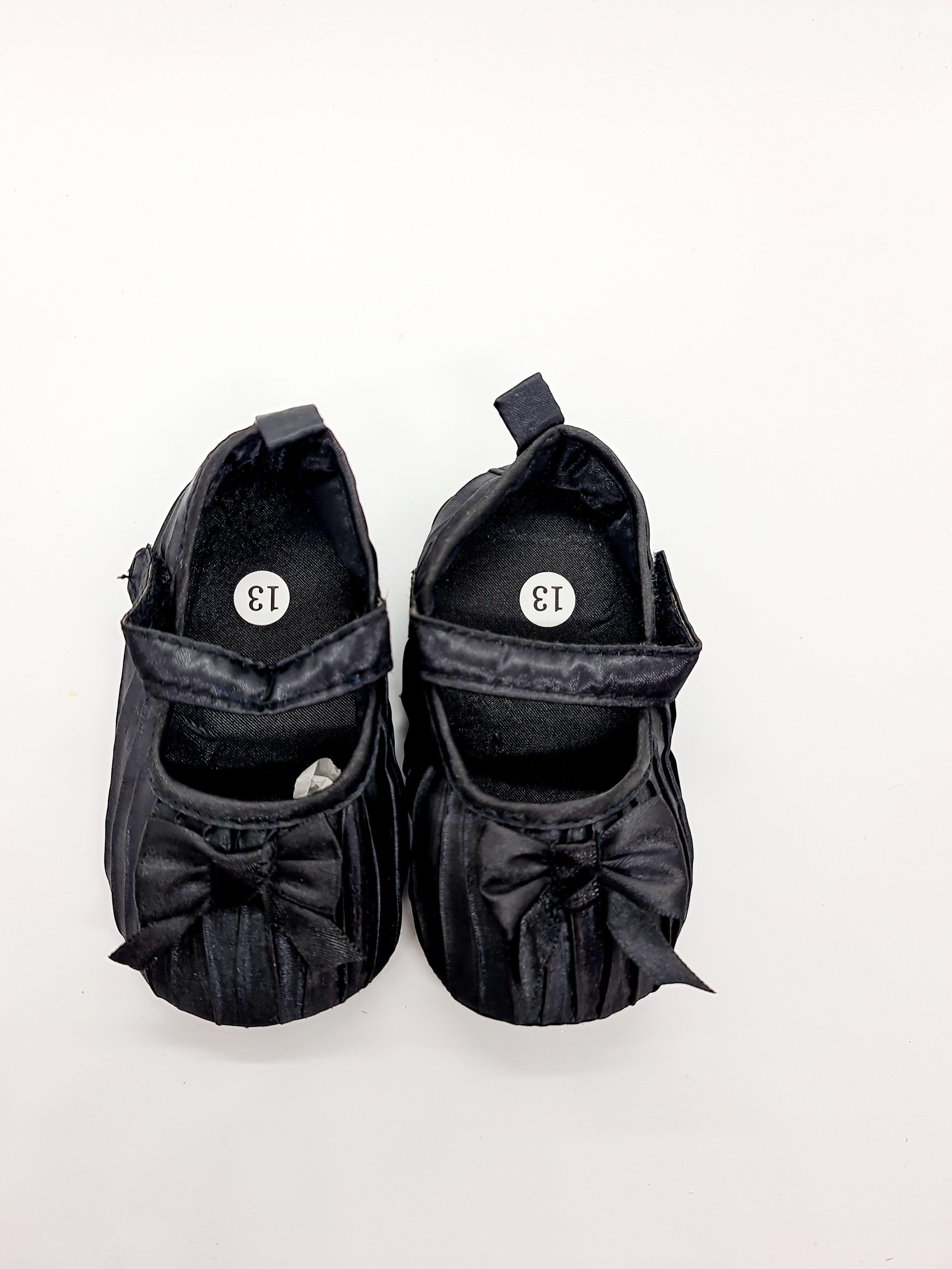 Soft Fabric Baby Shoes- Black Bow