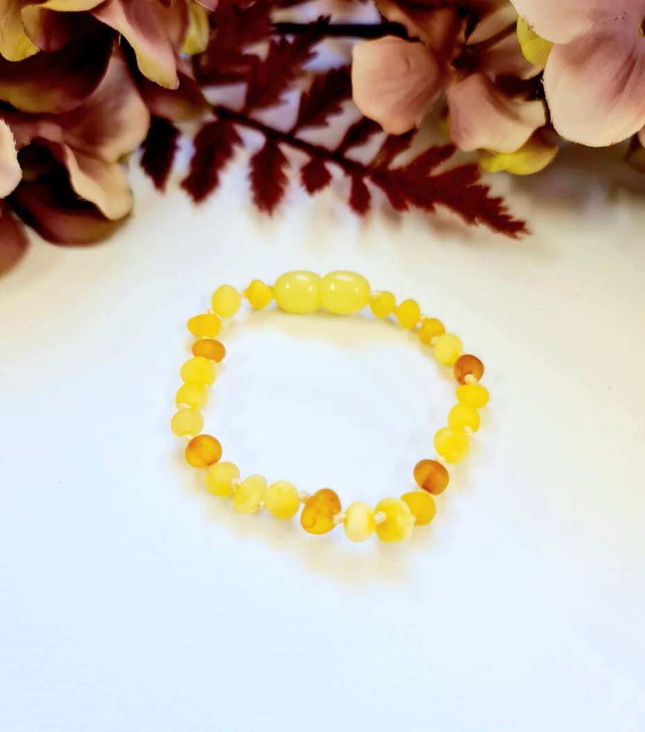 Small Round Mixed Raw Amber Bracelet or Anklet