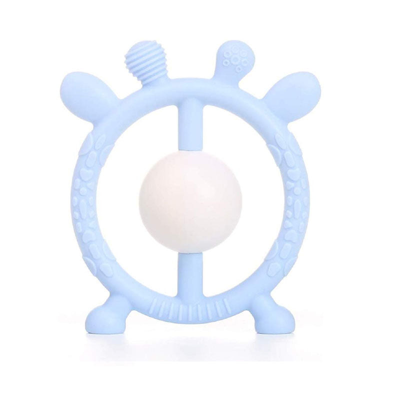 Silicone Toy  - Pastel Blue Deer Rattle Silicone Toy - The Beaded Bub