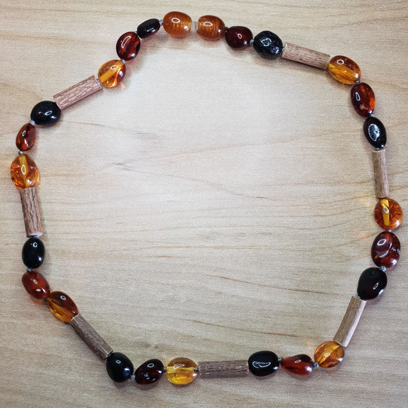 Mixed Amber and Hazelwood Necklace. - The Beaded Bub